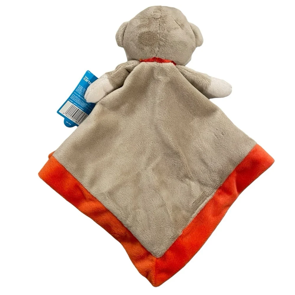 Carters Adorable Safari Adventure Monkey Lovey Rattle Satin Back Tan Orange NWT